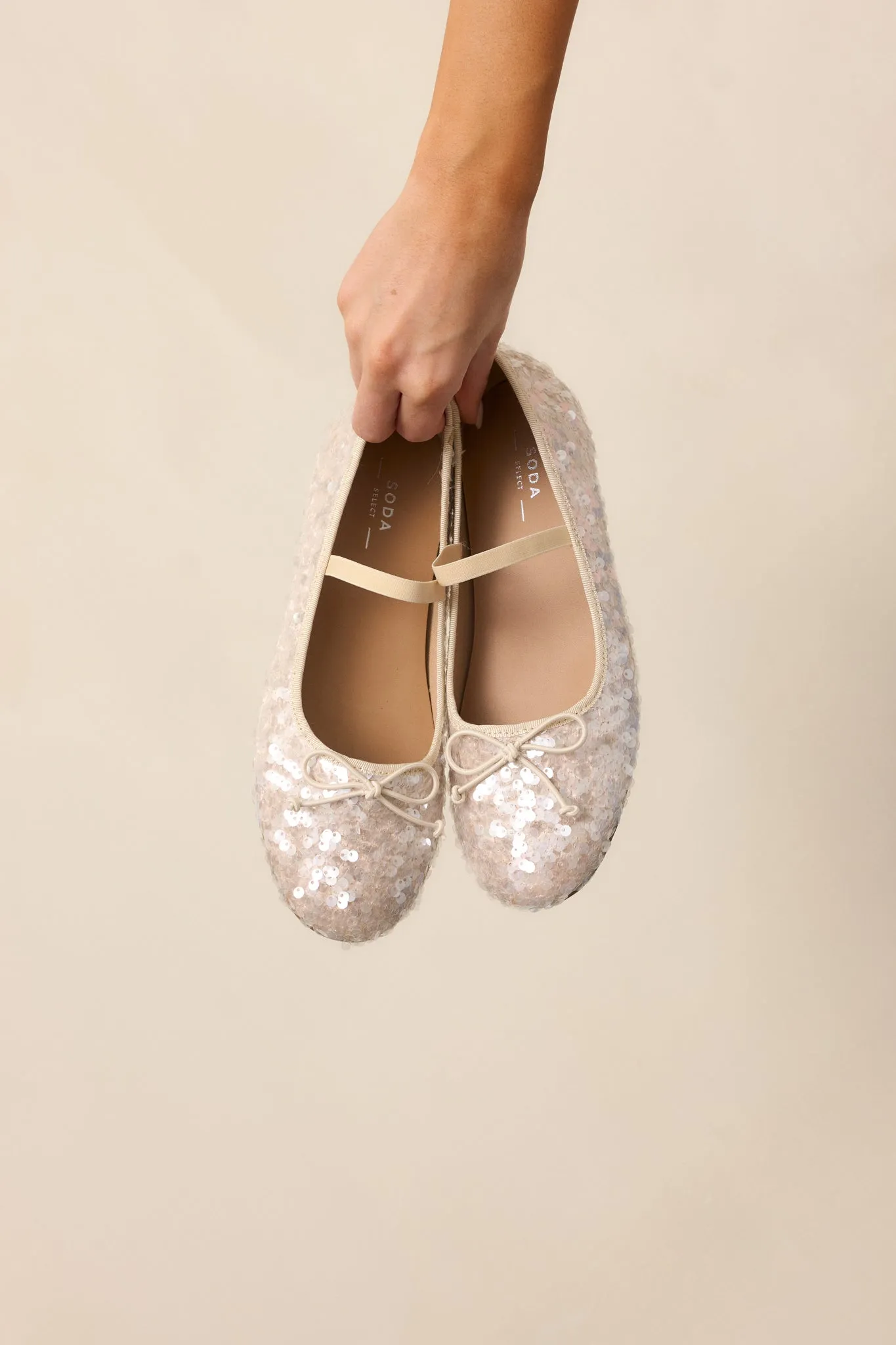 A Step Closer Ivory Pearlescent Sequin Ballet Flat