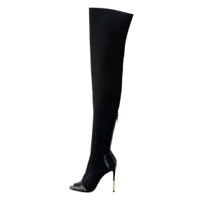 Balmain Black Over the Knee Aubane Boots 37