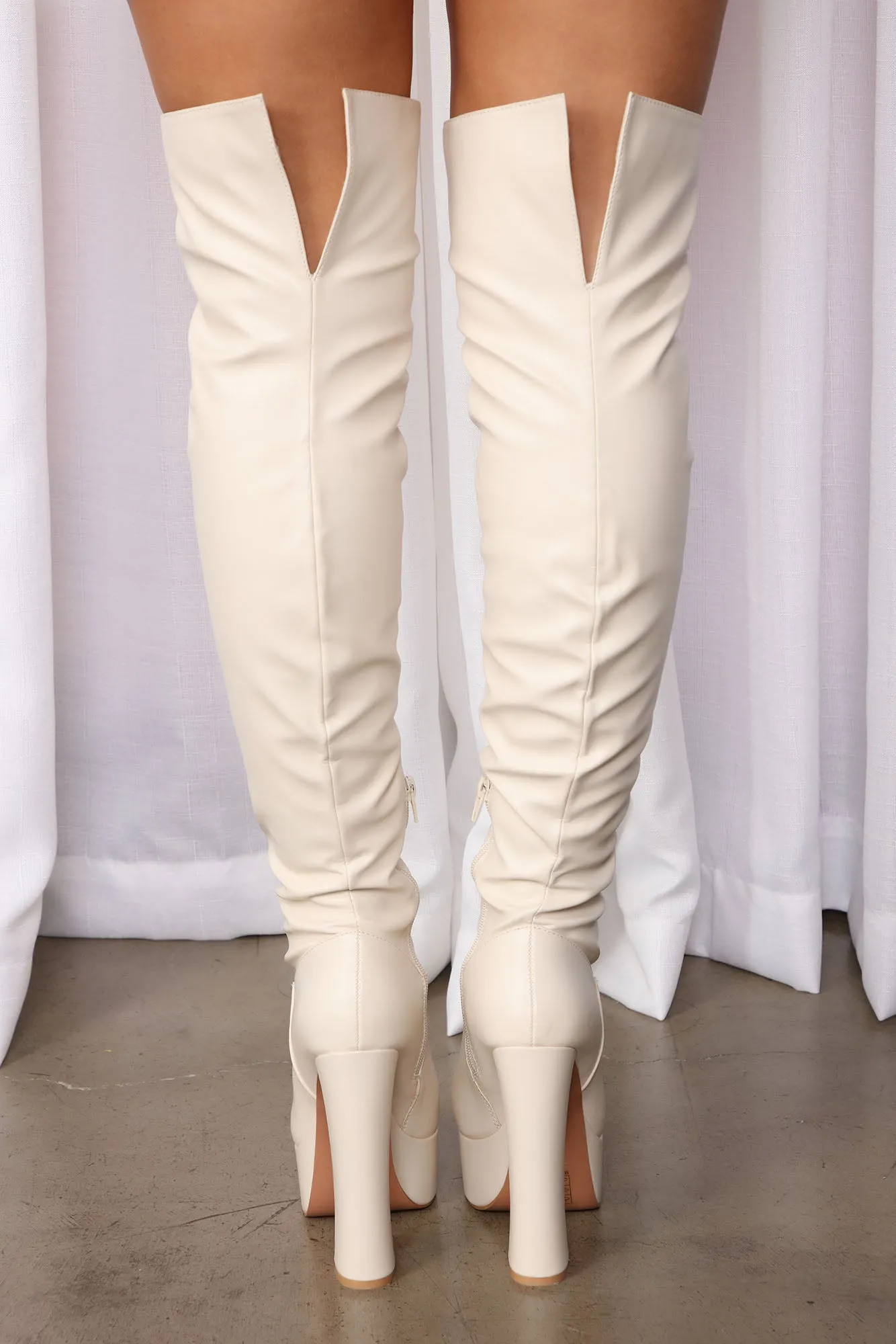 Be My Muse Over The Knee Boots - Cream