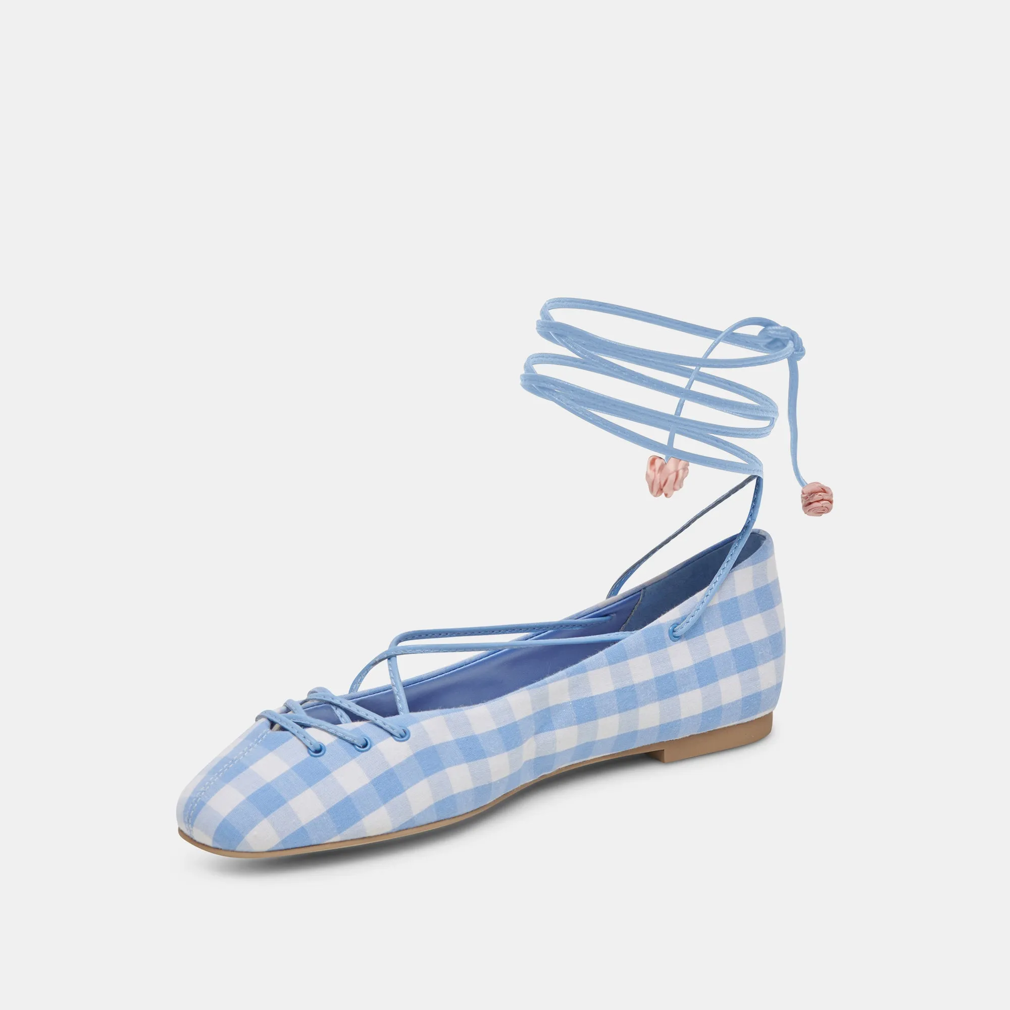 BEATE BALLET FLATS WHITE BLUE GINGHAM