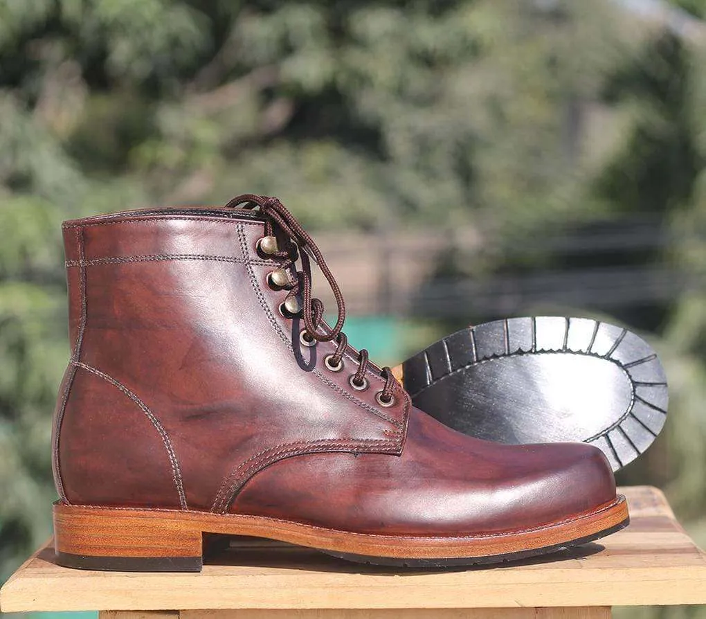 Bespoke Brown Ankle High Boot