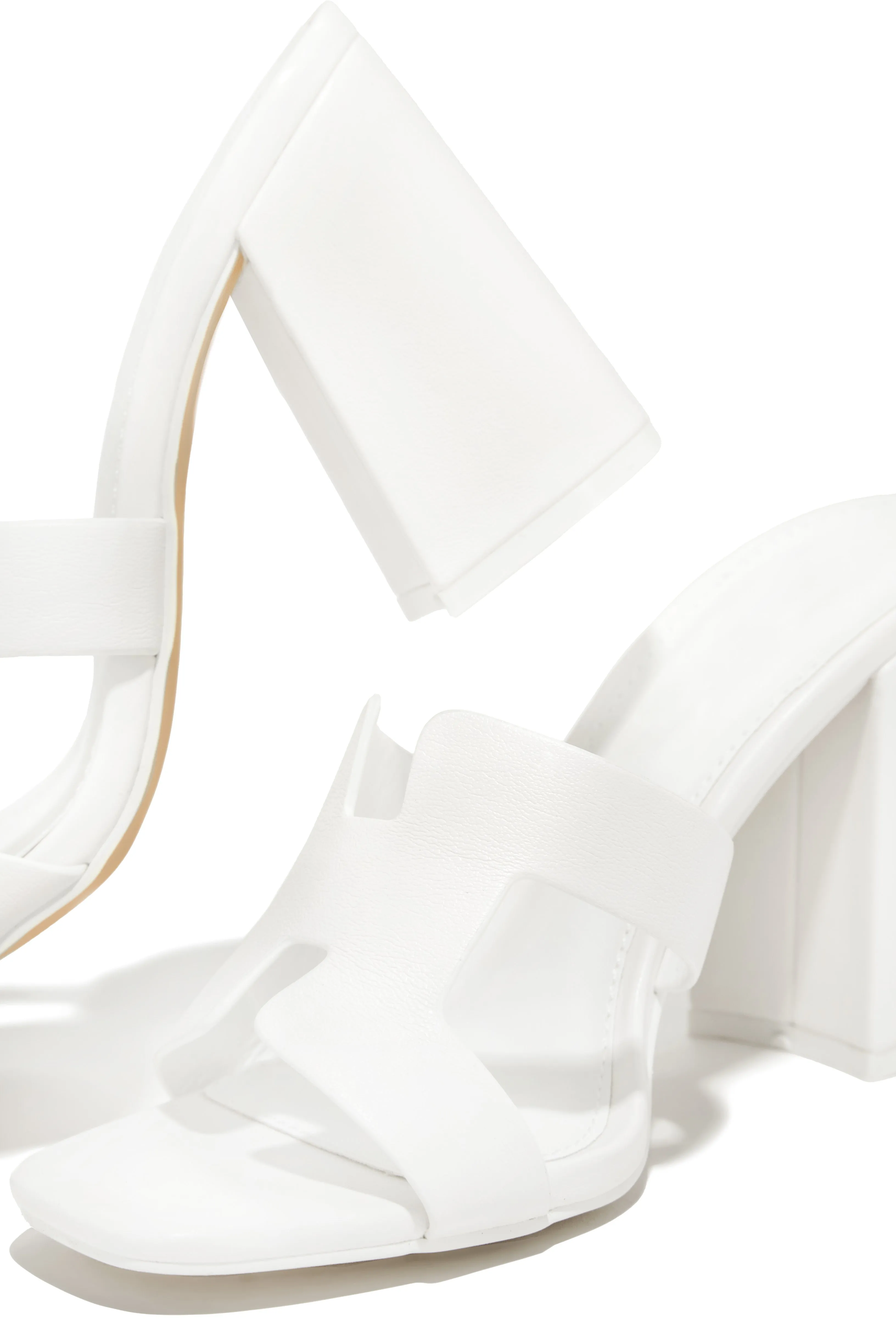 Bianka Block Mid Heels - White