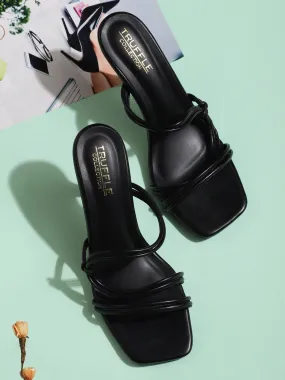 Black PU Double Strap Stiletto Sandals (TC-ST-1298-BLK)