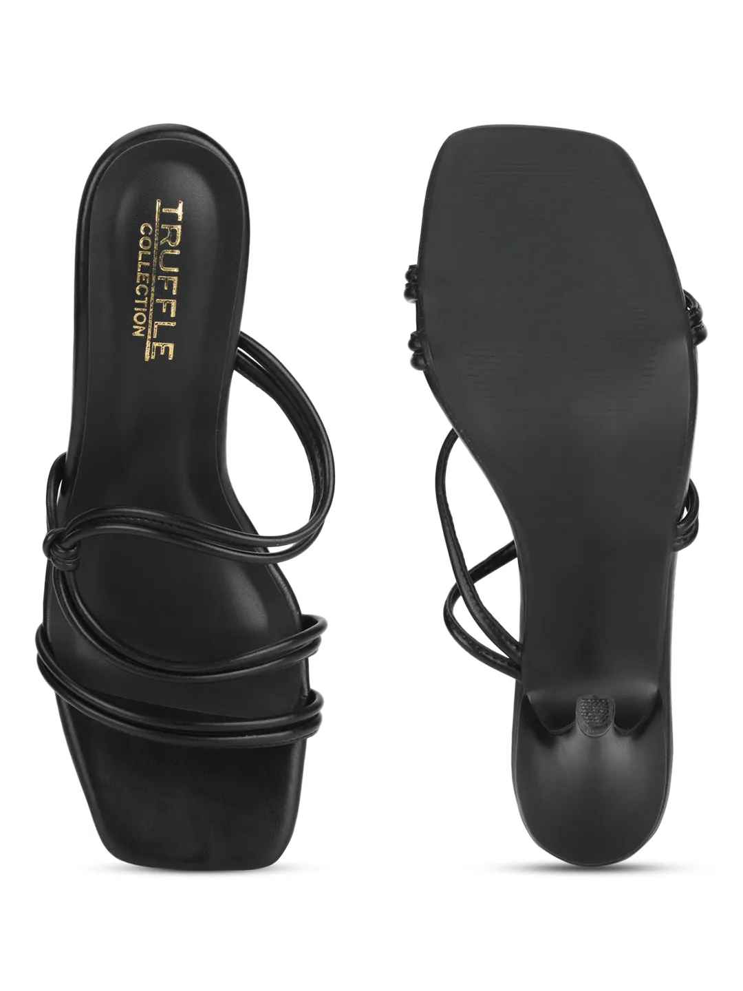 Black PU Double Strap Stiletto Sandals (TC-ST-1298-BLK)