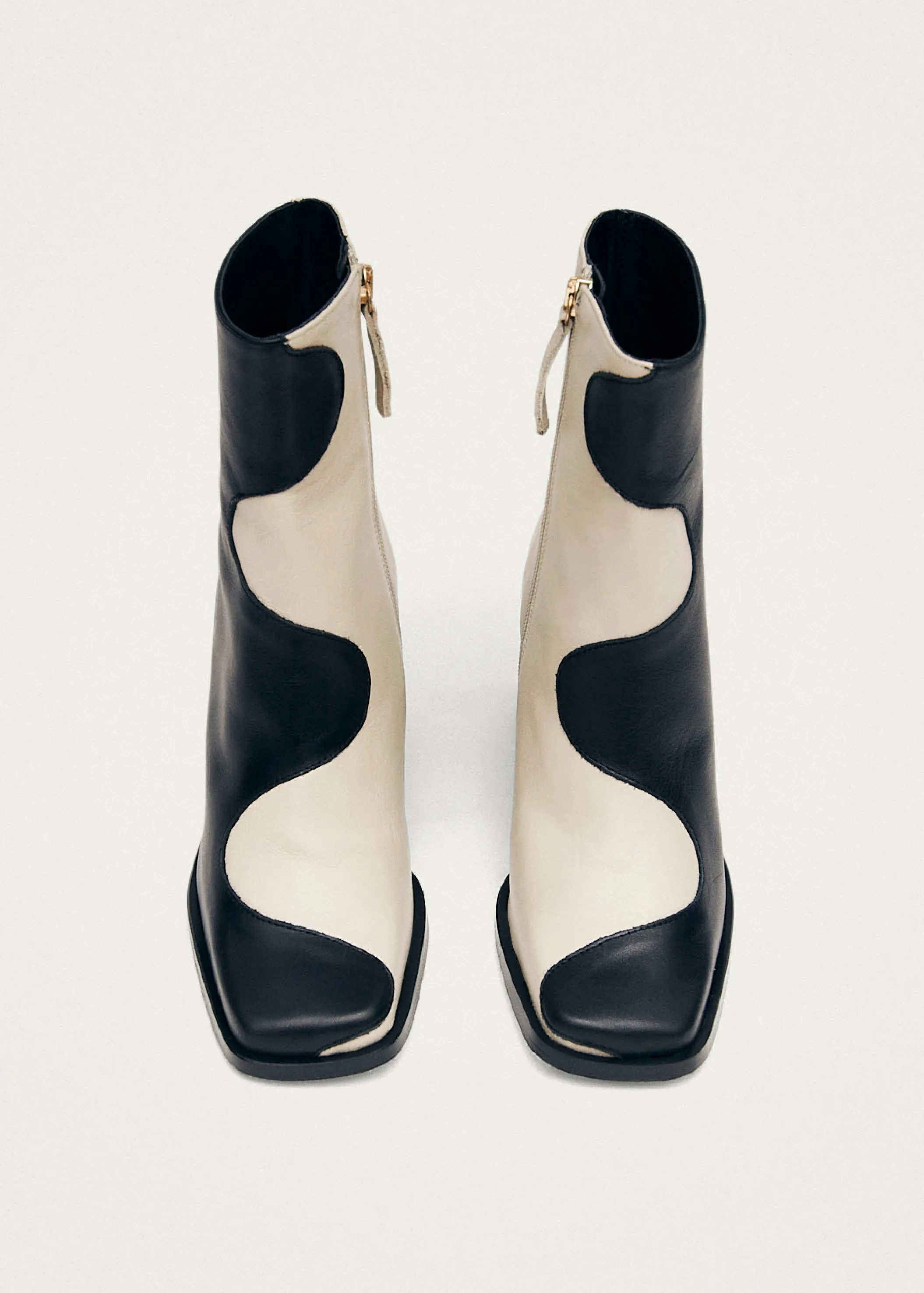 Blair Bicolor Black Cream Ankle Boots