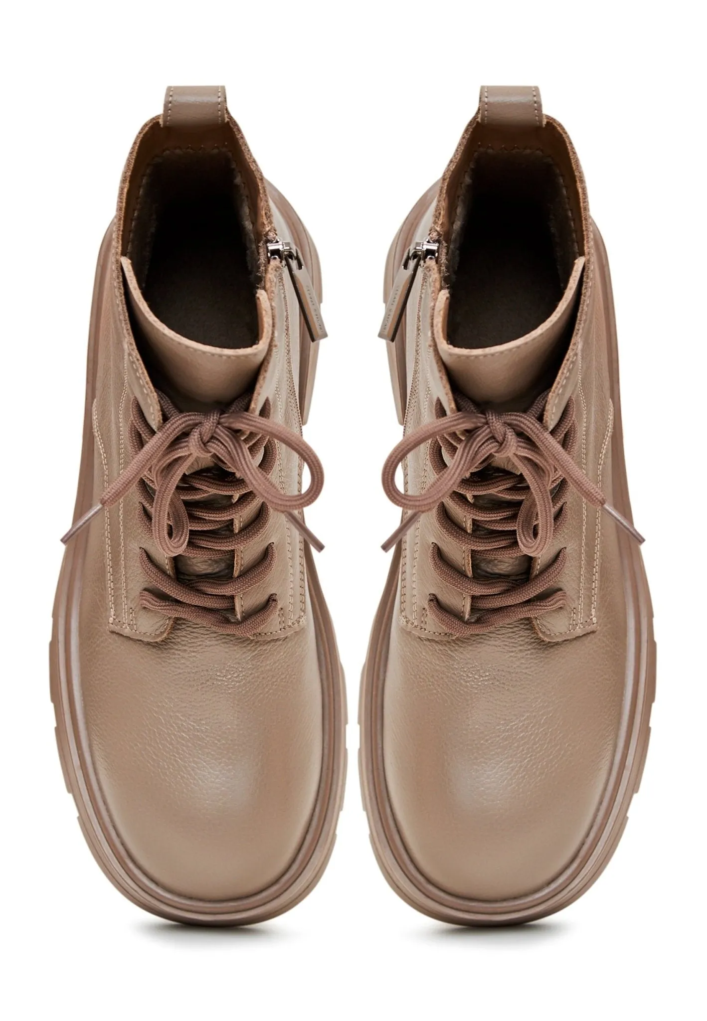 Casual Lace-up Ankle Boots - Brown