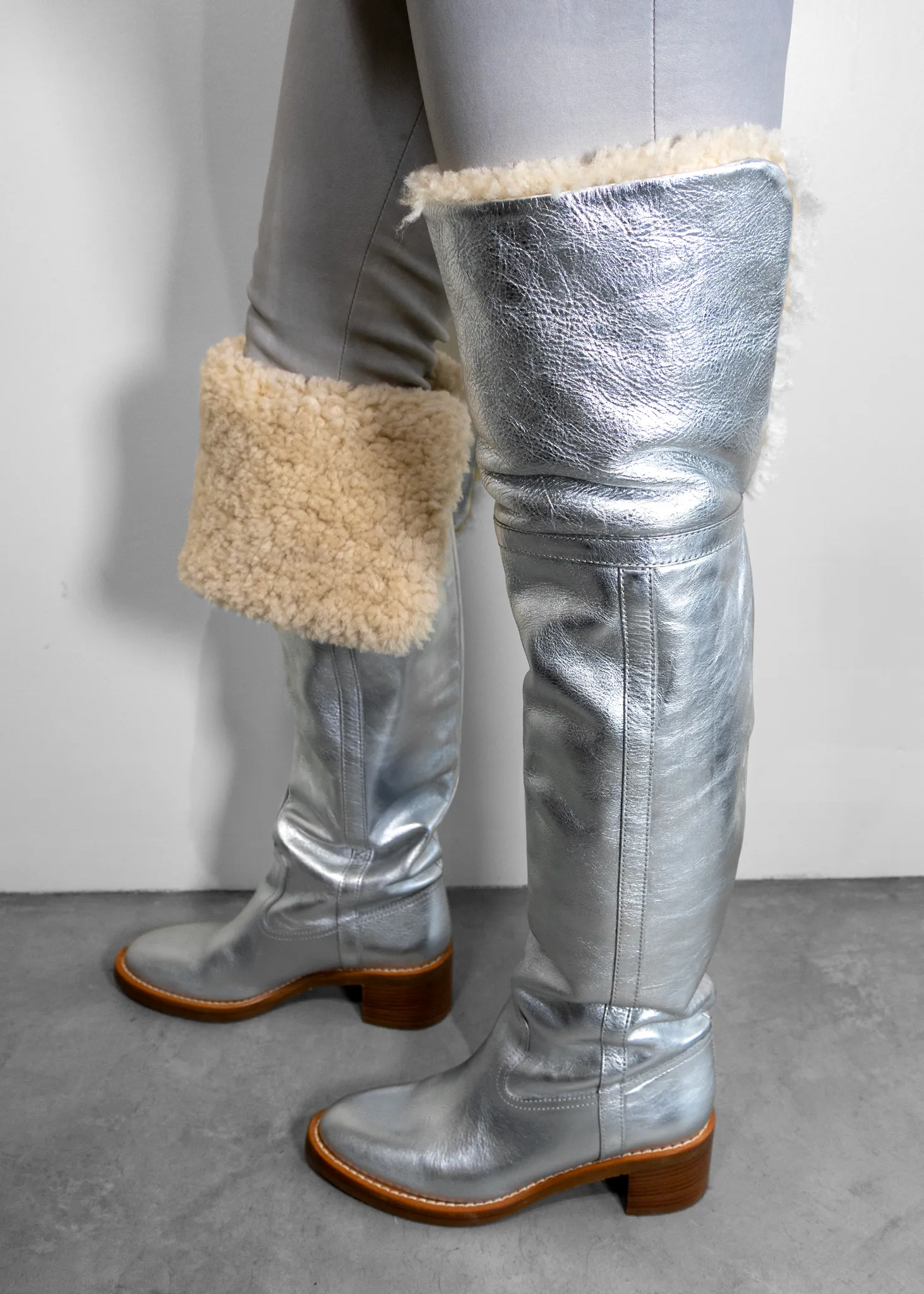 Celine 2019 Folco Shearling Over-The-Knee Boots