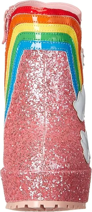 Cherub-557 Chunky Heel Glitter Rainbow Booties