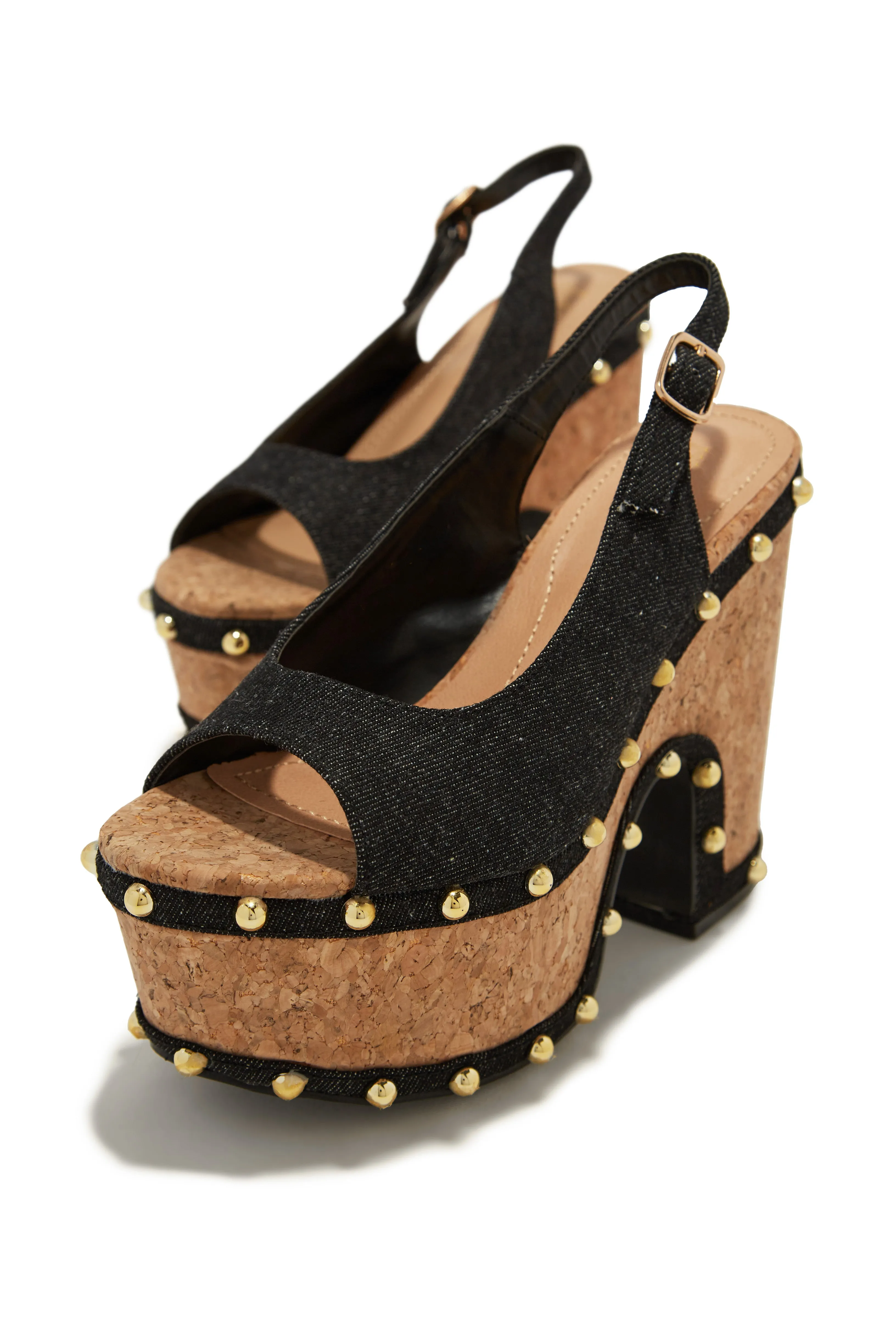 Clarisse Platform Block Heels - Black