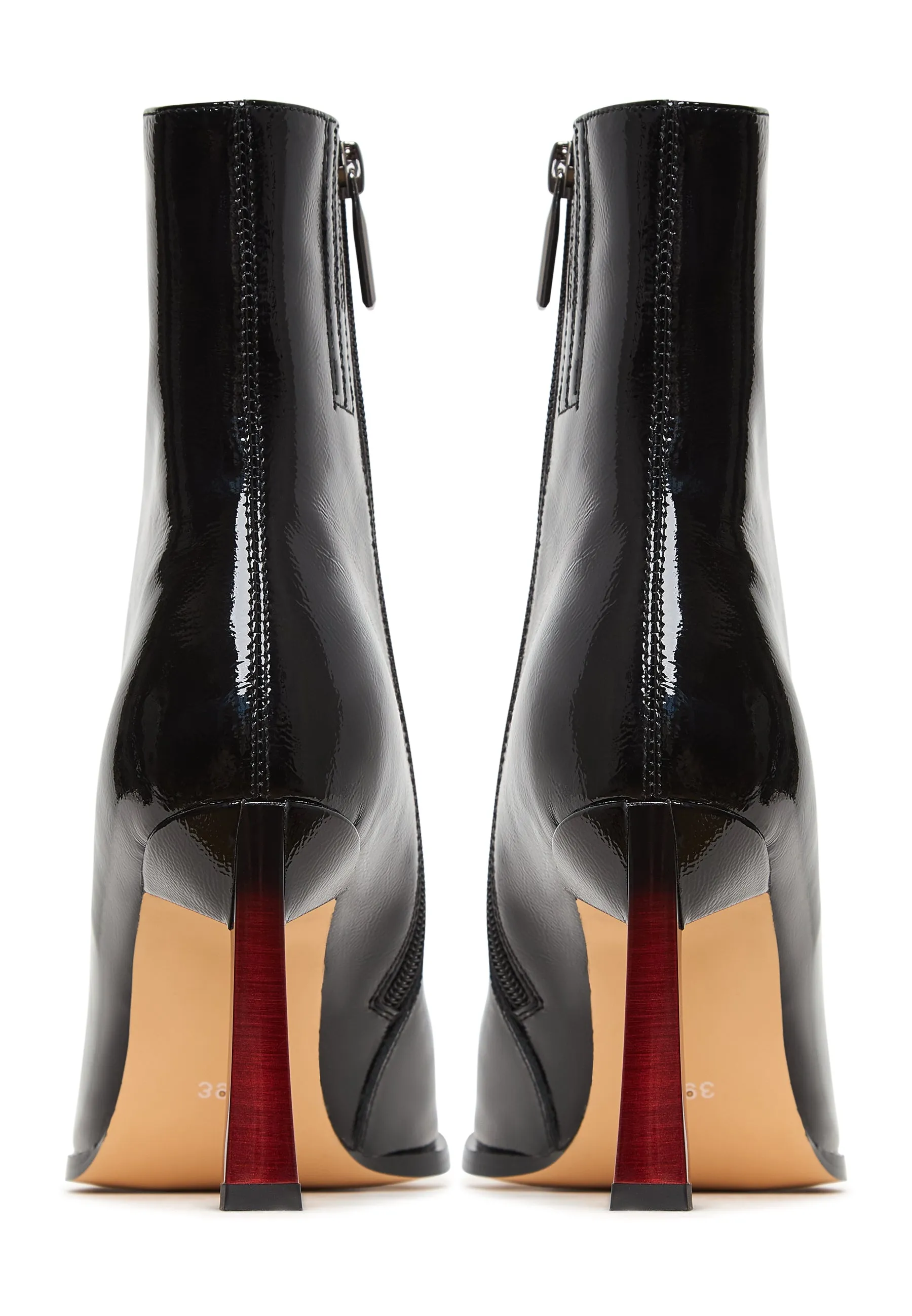 Color Stiletto Heel Ankle Boots Scarlett - Patent Black