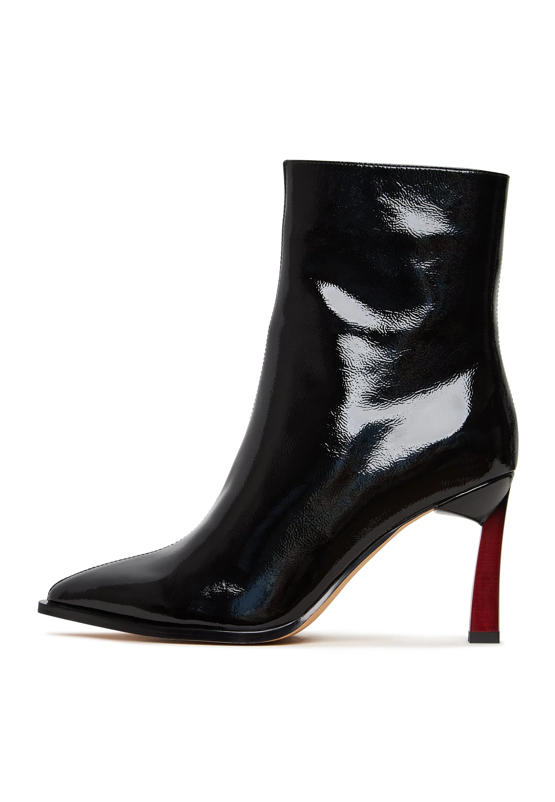 Color Stiletto Heel Ankle Boots Scarlett - Patent Black