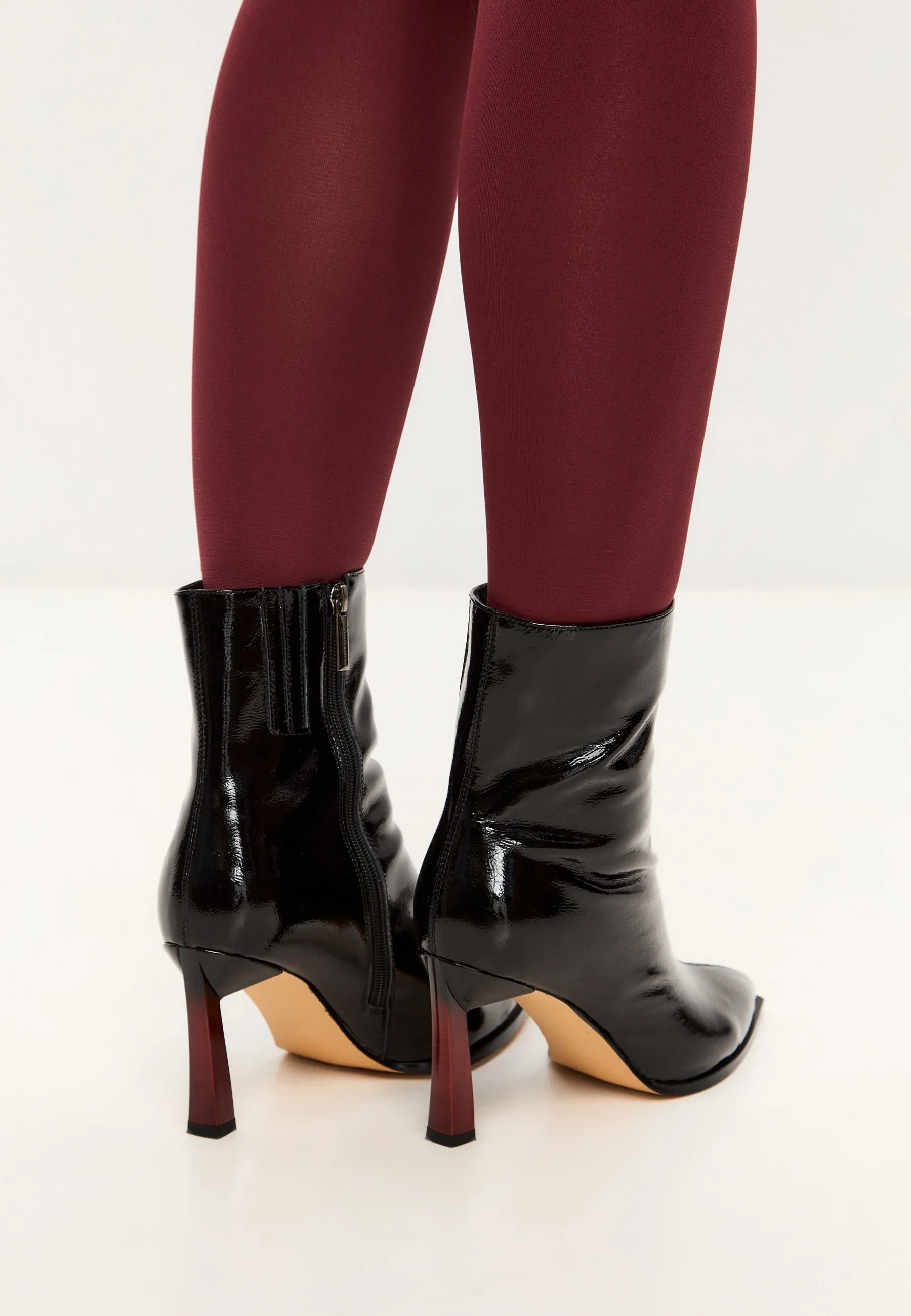 Color Stiletto Heel Ankle Boots Scarlett - Patent Black