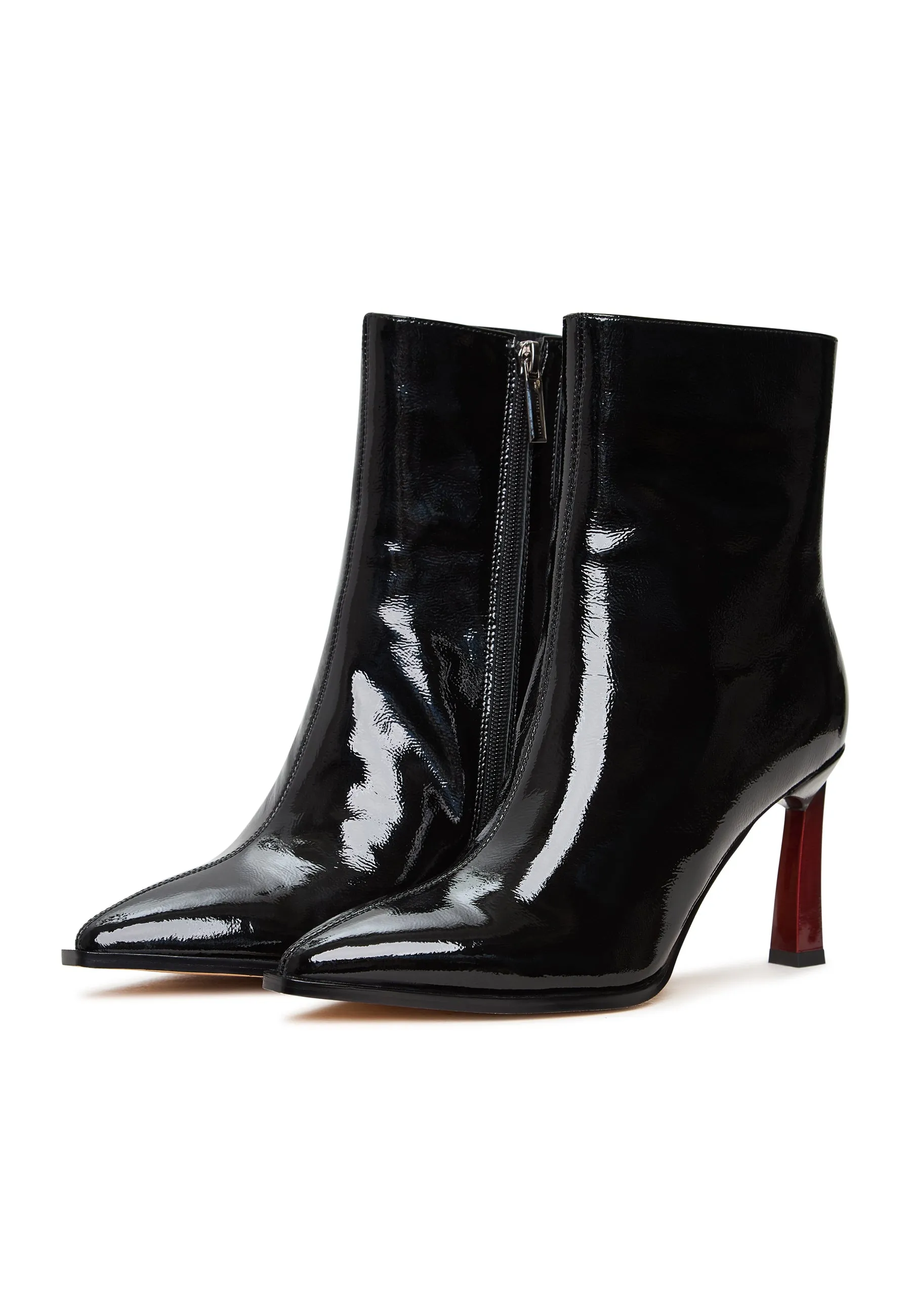 Color Stiletto Heel Ankle Boots Scarlett - Patent Black