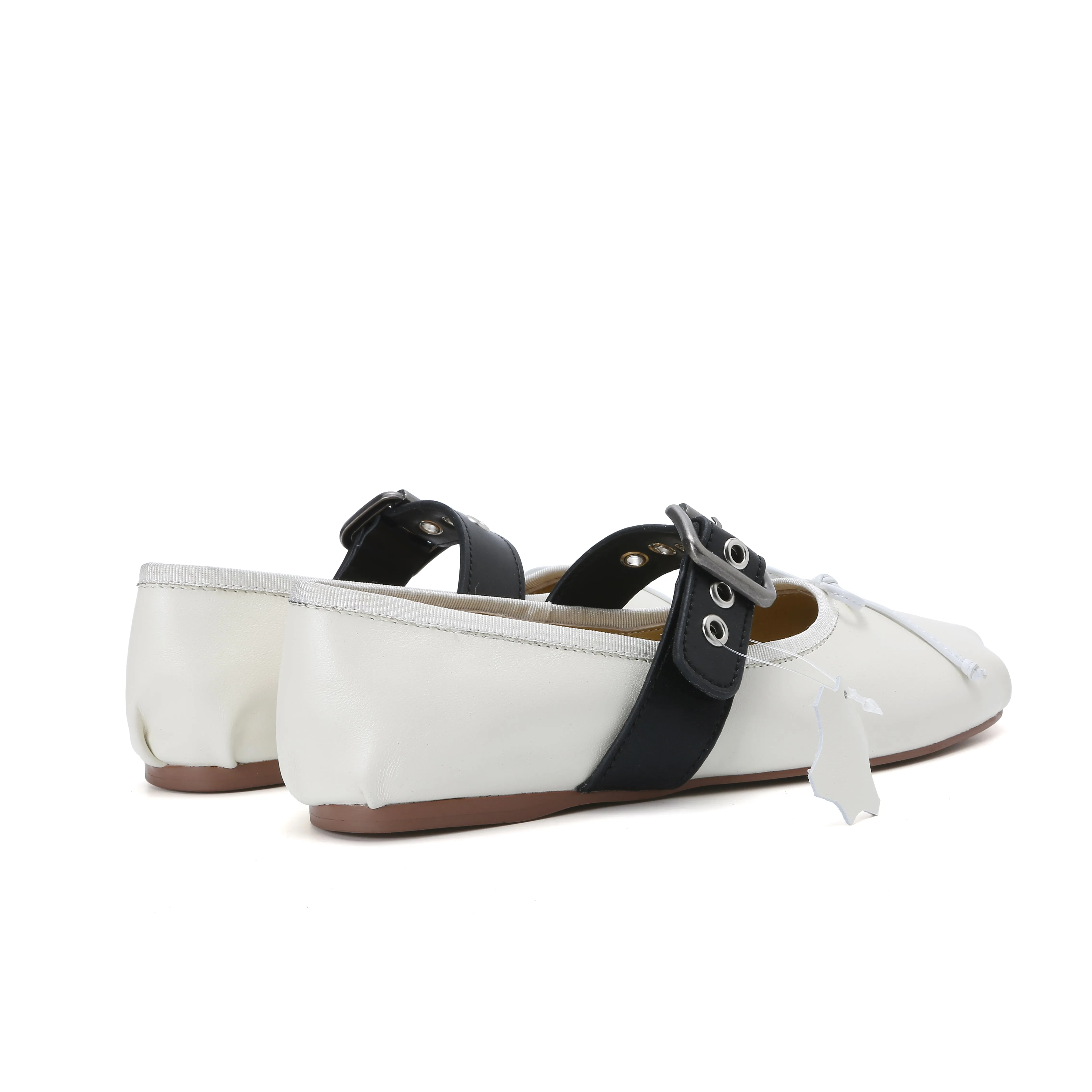 Elegance Genuine Lambskin Buckle Ballet Flats