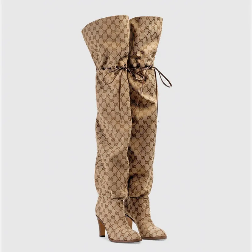 Gucci Monogram Over the Knee Boots