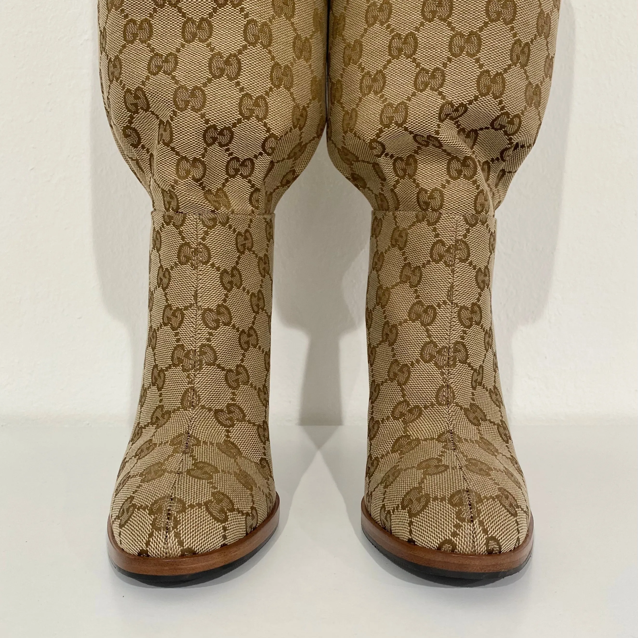 Gucci Monogram Over the Knee Boots