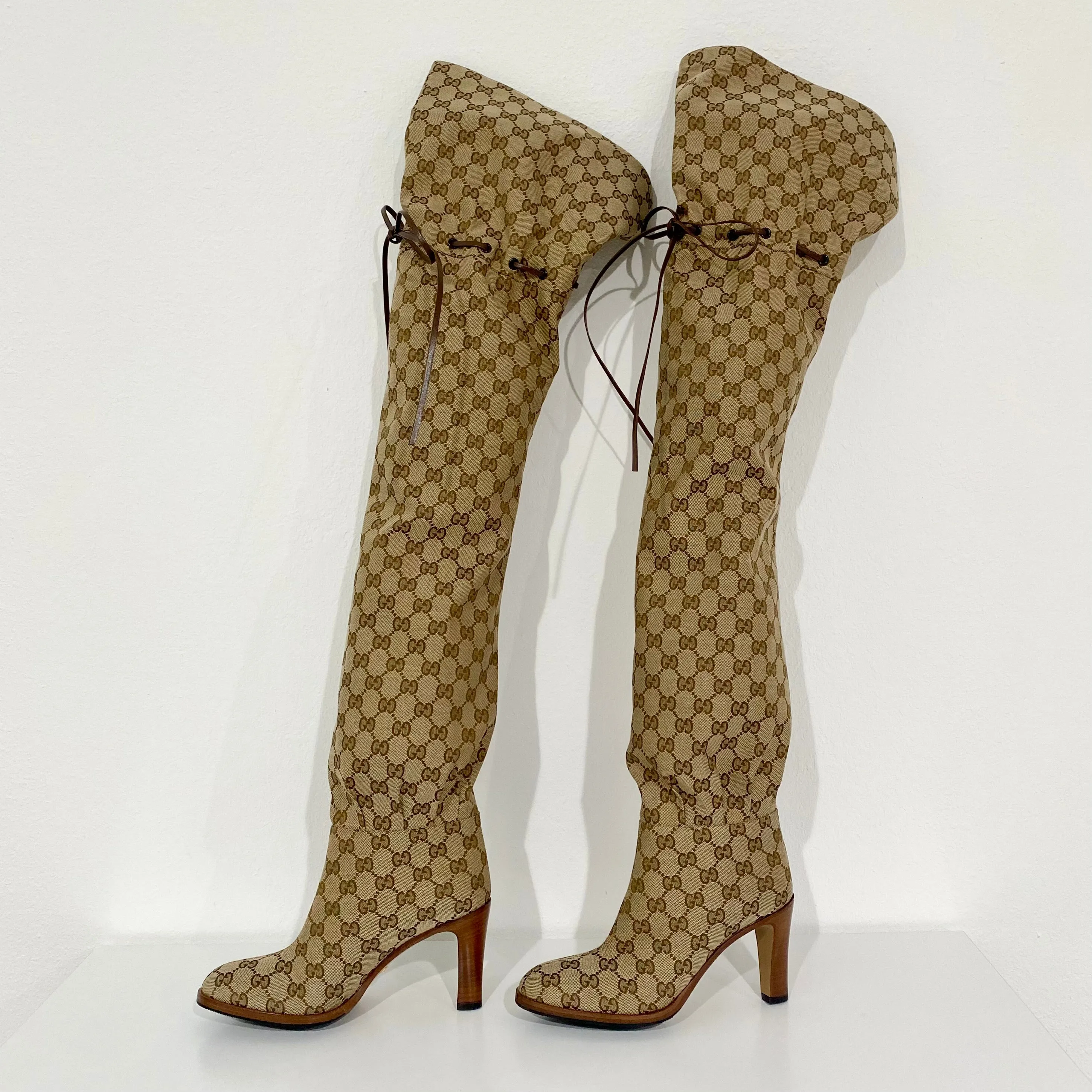 Gucci Monogram Over the Knee Boots