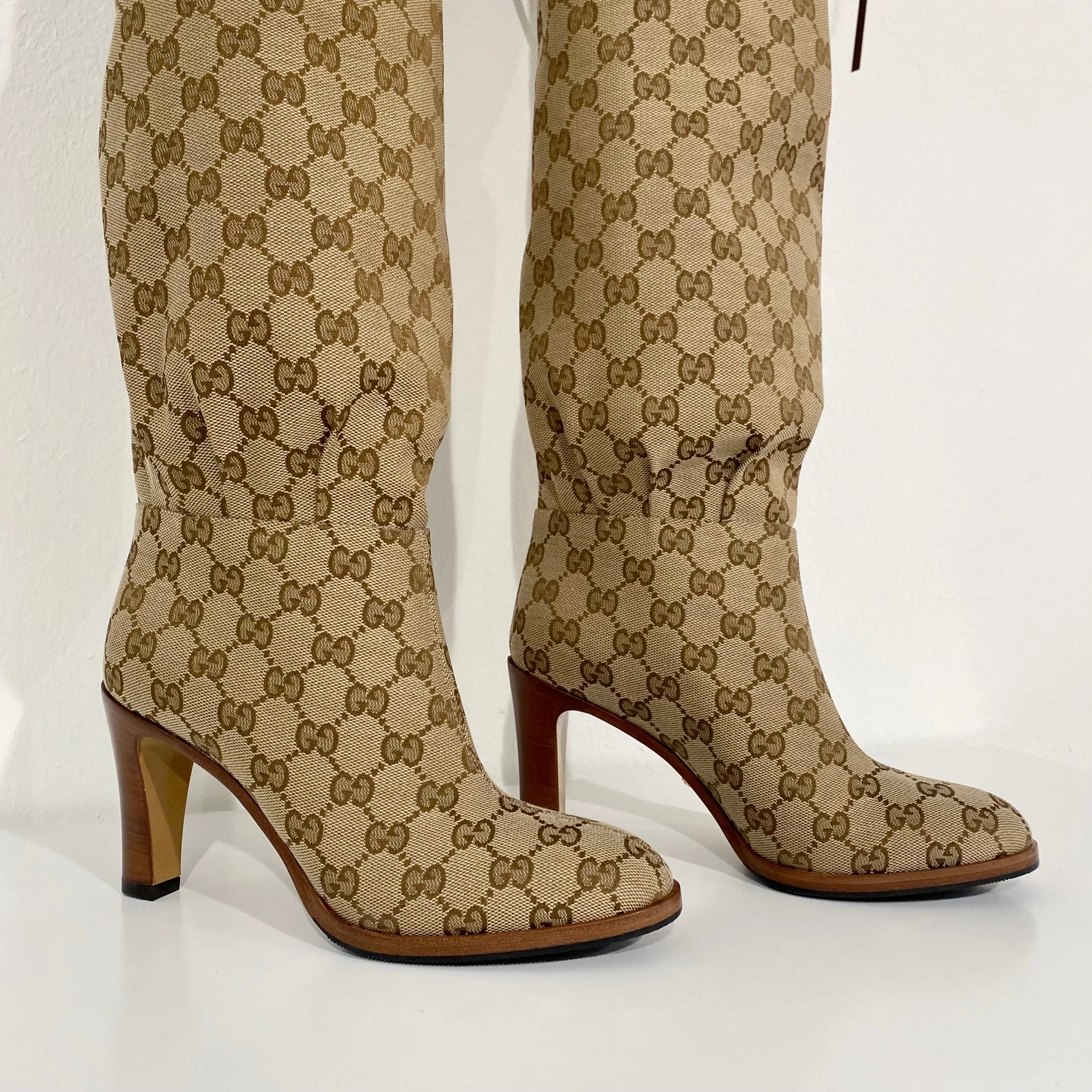 Gucci Monogram Over the Knee Boots