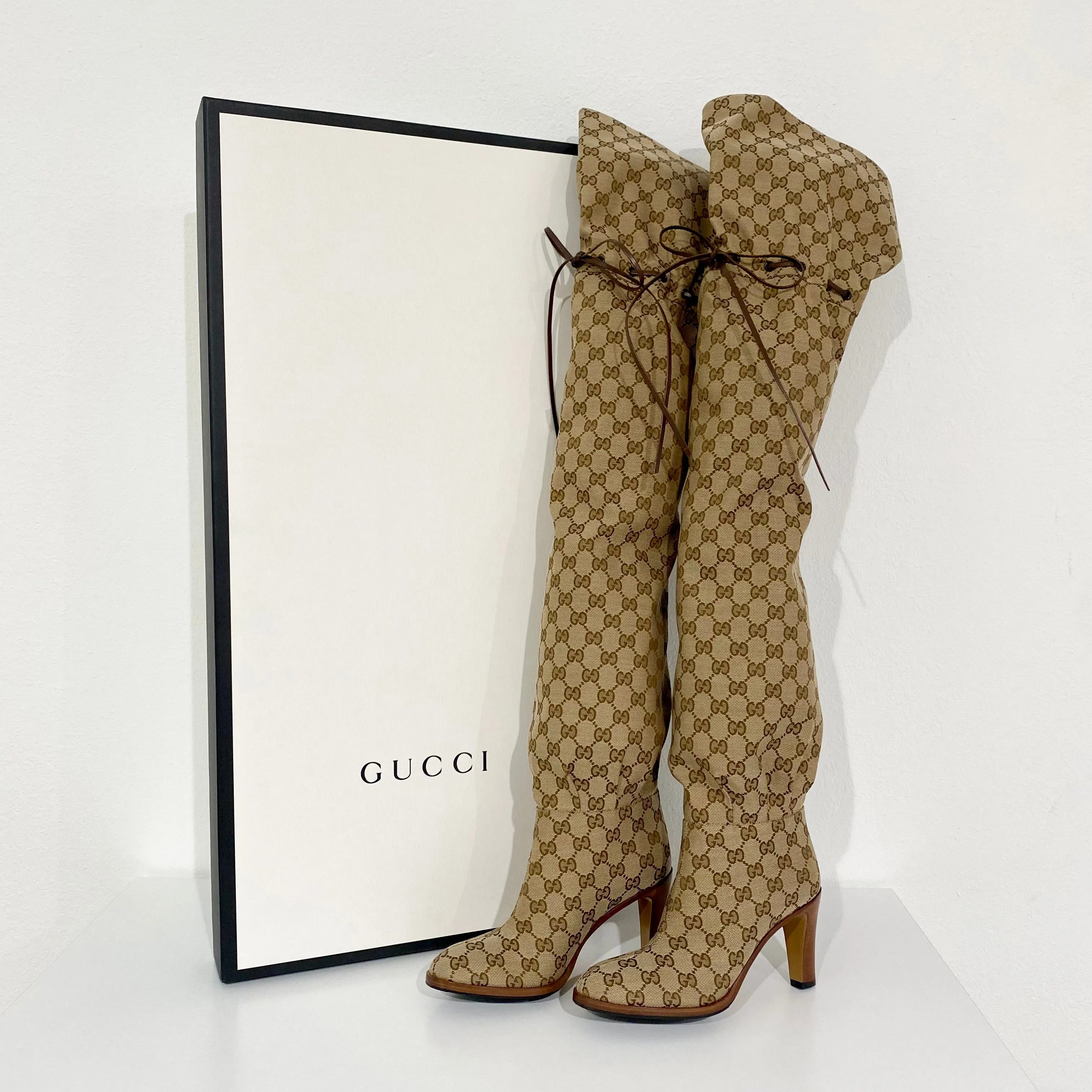 Gucci Monogram Over the Knee Boots