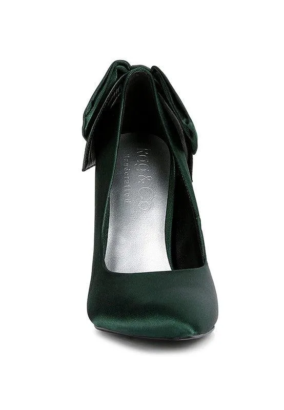 Hornet Green Satin Stiletto Pump Sandals