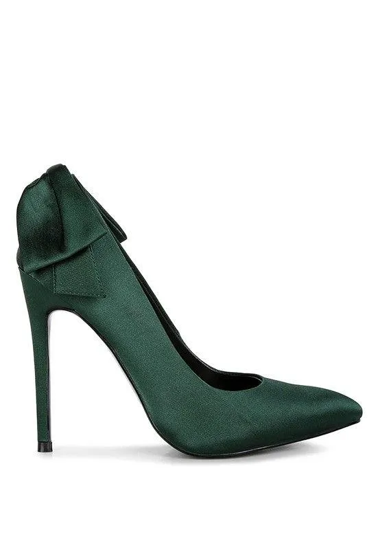 Hornet Green Satin Stiletto Pump Sandals