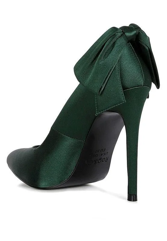 Hornet Green Satin Stiletto Pump Sandals