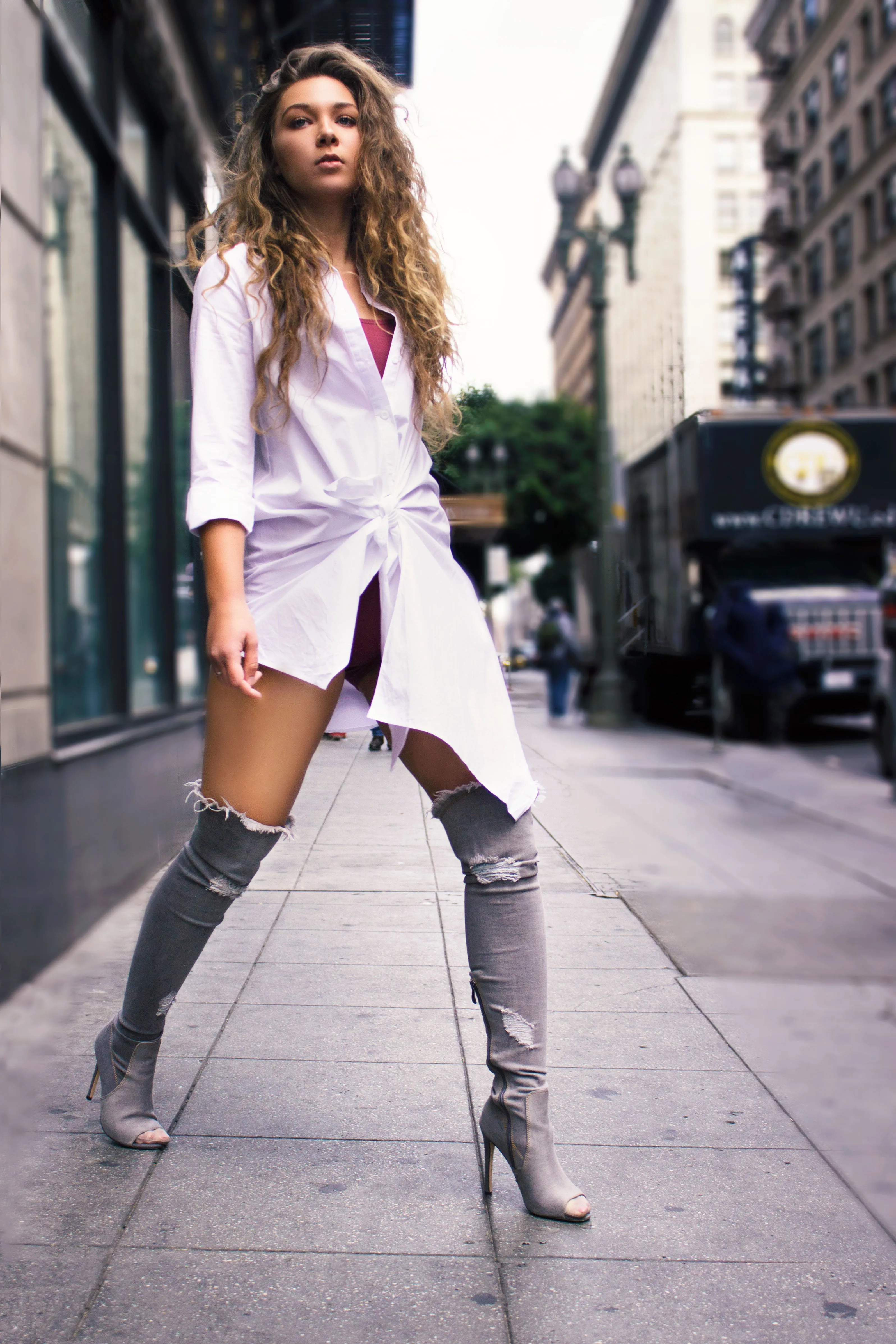 INERTIA DENIM OVER THE KNEE BOOTS