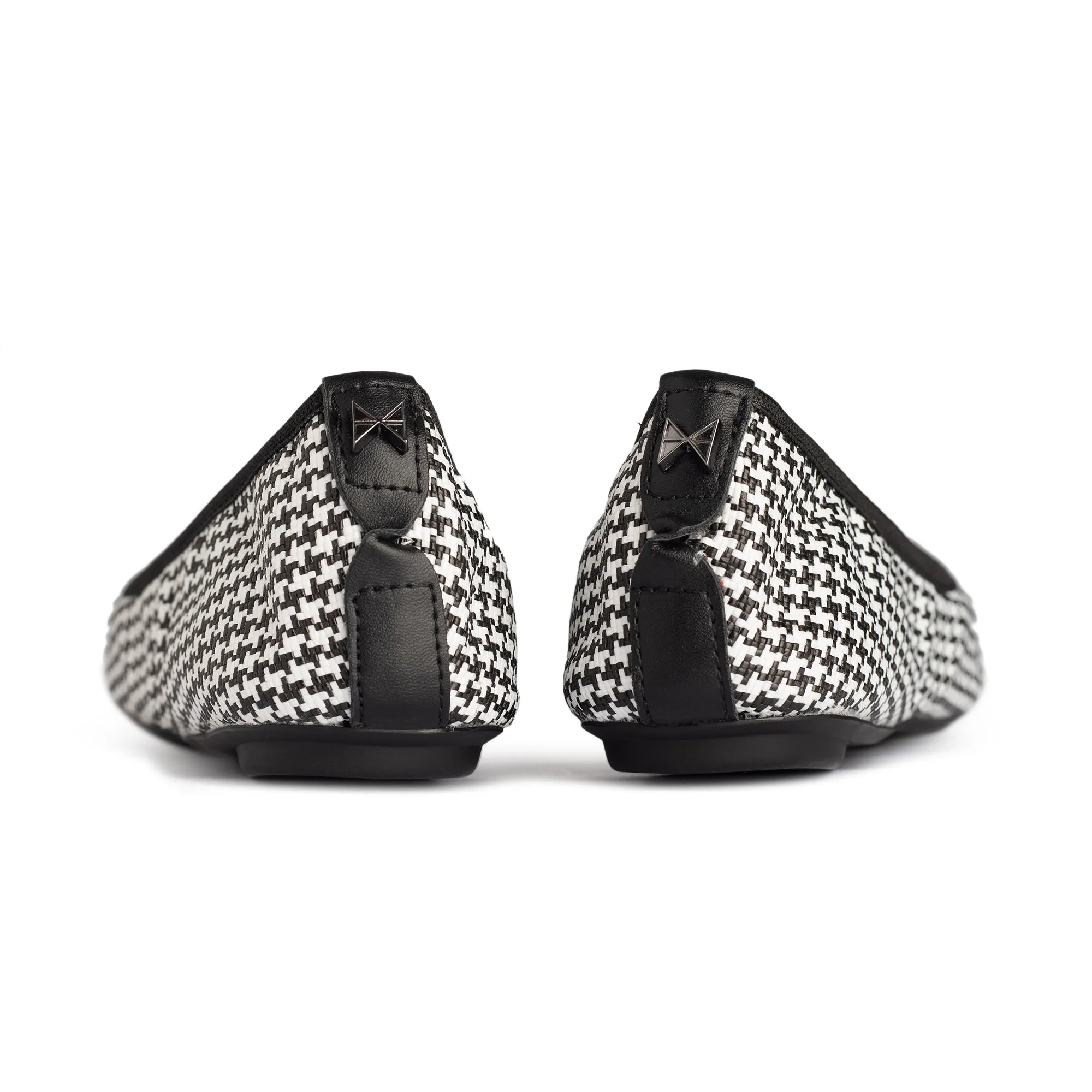 JANEY Ballet Flat Shoes - Black Houndstooth