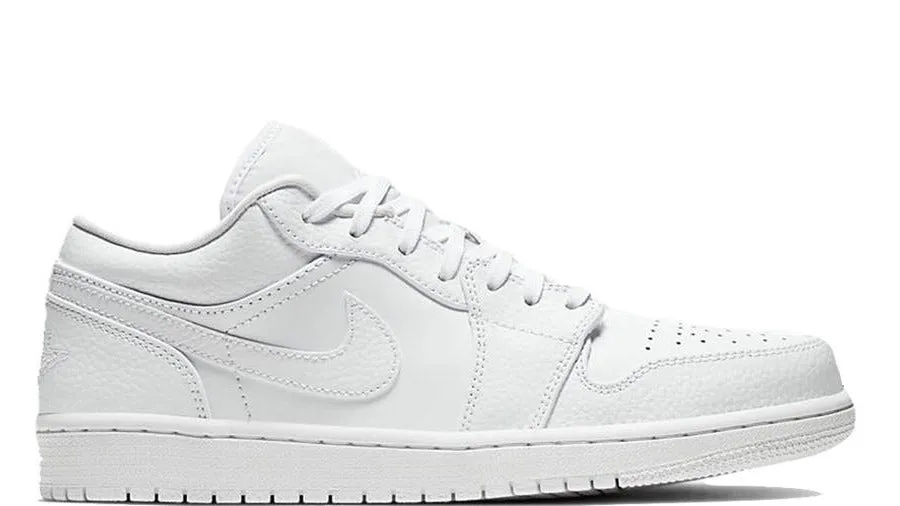 JORDAN 1 LOW TRIPLE WHITE TUMBLED LEATHER