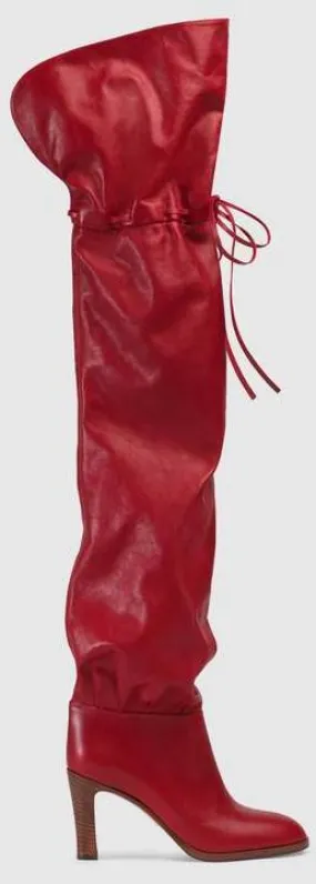 Leather Over-the-Knee Boot, Red