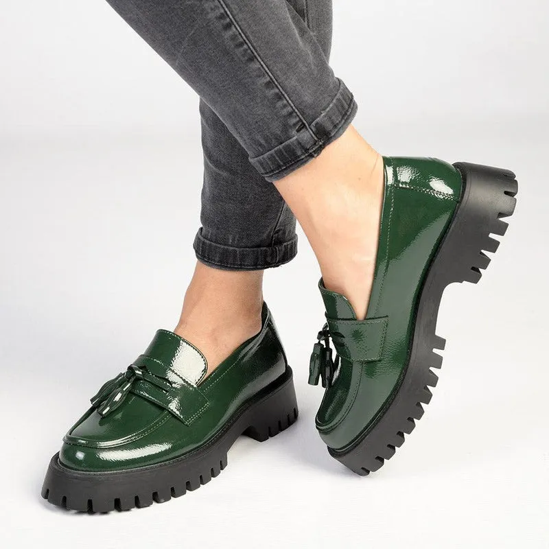 Madison Bella Tassle Slip on Loafer - Dark Green