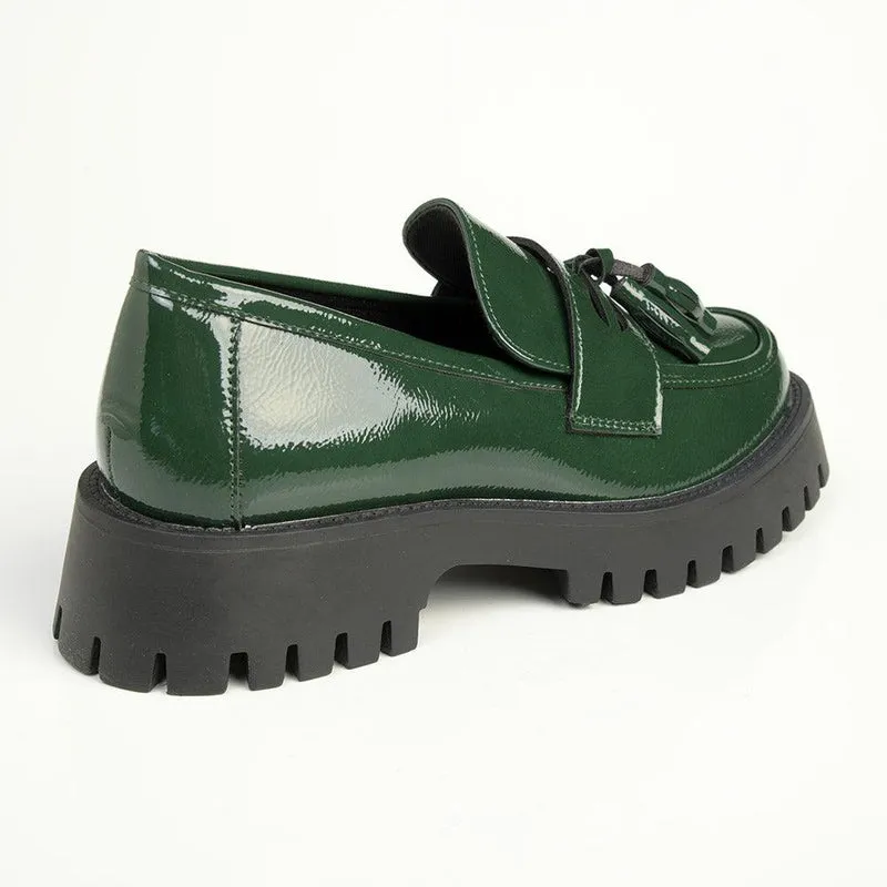 Madison Bella Tassle Slip on Loafer - Dark Green