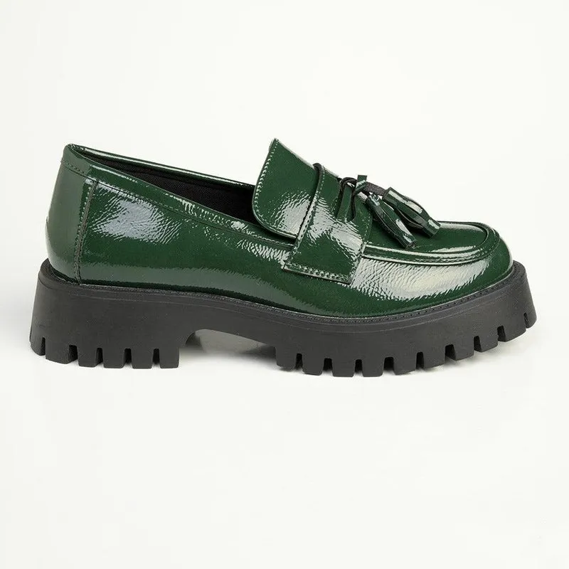 Madison Bella Tassle Slip on Loafer - Dark Green