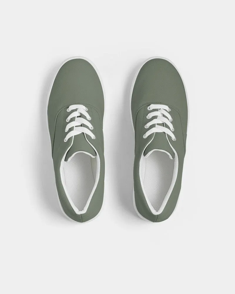 Medium Dark Warm Green Men's Canvas Sneakers | Men's | Medium Dark Pale Pastel Warm Green | C15M0Y30K60