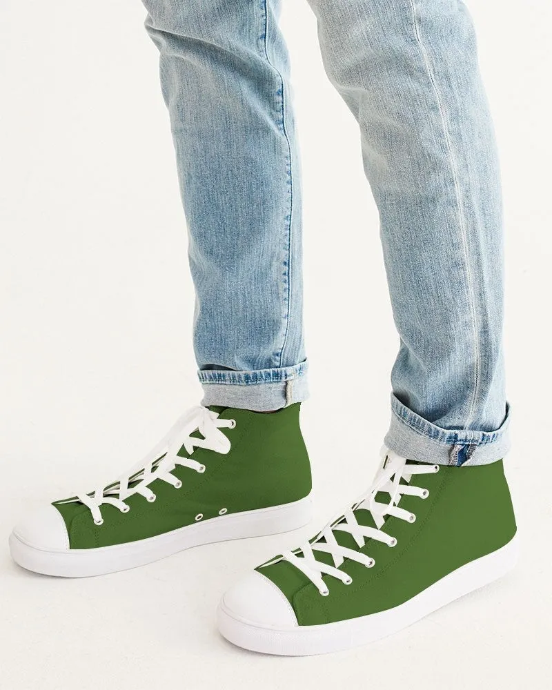 Medium Dark Warm Green Men's High-top Canvas Sneakers | Men's | Medium Dark Pure Warm Green | C50M0Y100K60