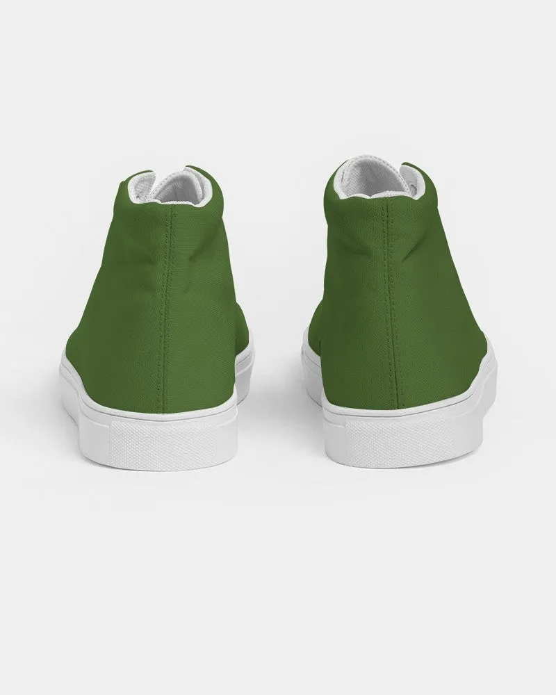 Medium Dark Warm Green Men's High-top Canvas Sneakers | Men's | Medium Dark Pure Warm Green | C50M0Y100K60