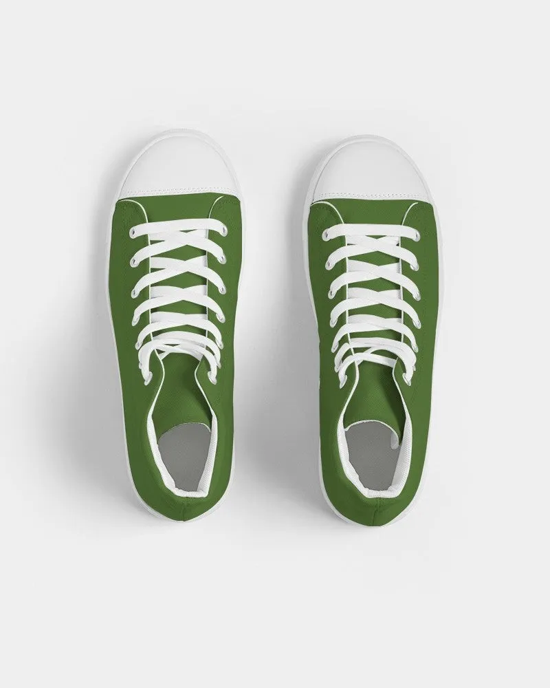 Medium Dark Warm Green Men's High-top Canvas Sneakers | Men's | Medium Dark Pure Warm Green | C50M0Y100K60