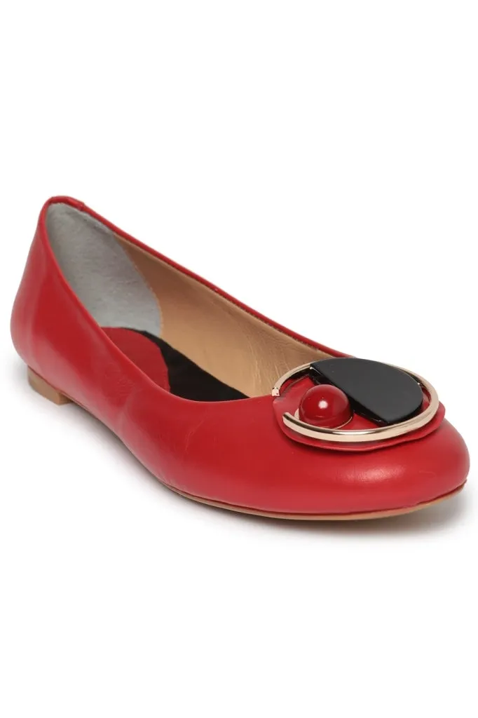 Modern Geometric Ballet Flats - Red