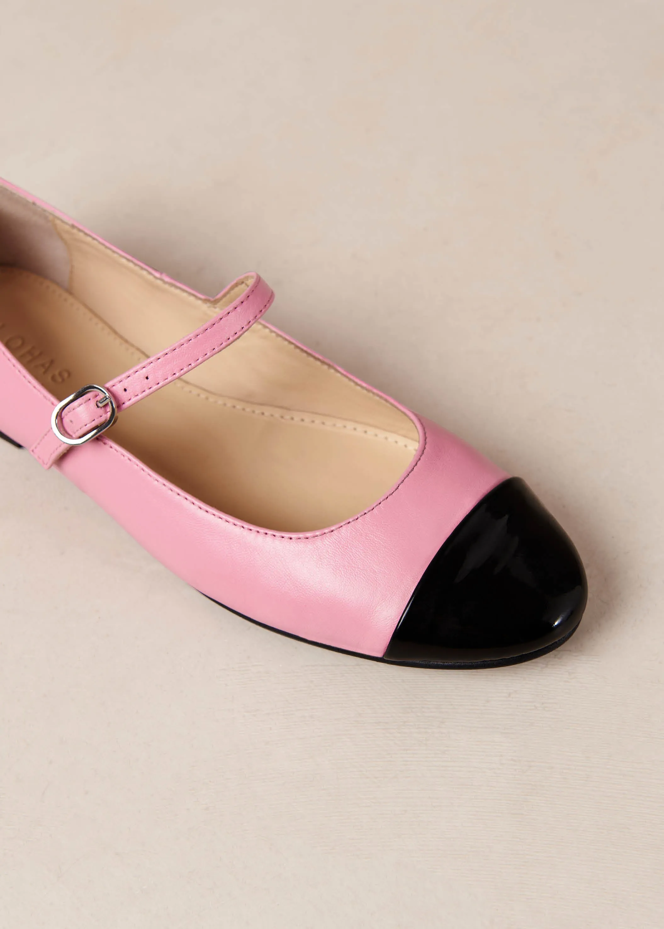 Musa Bicolor Black Pink Leather Ballet Flats