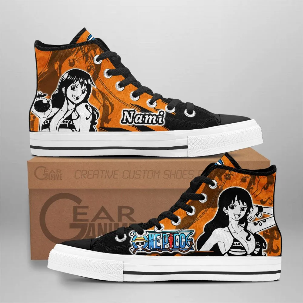 Nami High Top Shoes OP Custom Anime Sneakers Mix Manga