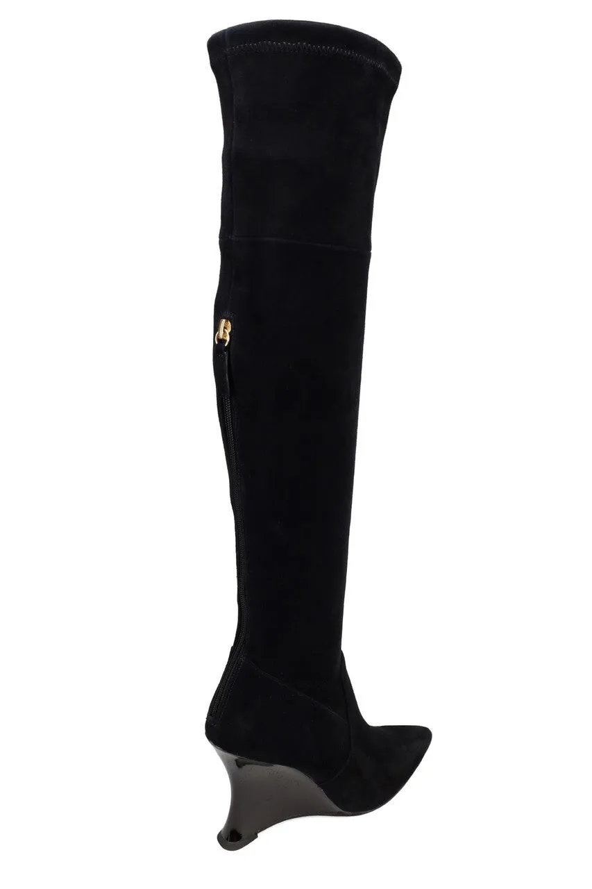 Natsu Stretch Suede Over the Knee Wedge Boot