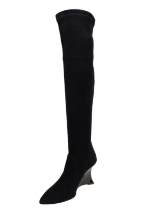 Natsu Stretch Suede Over the Knee Wedge Boot