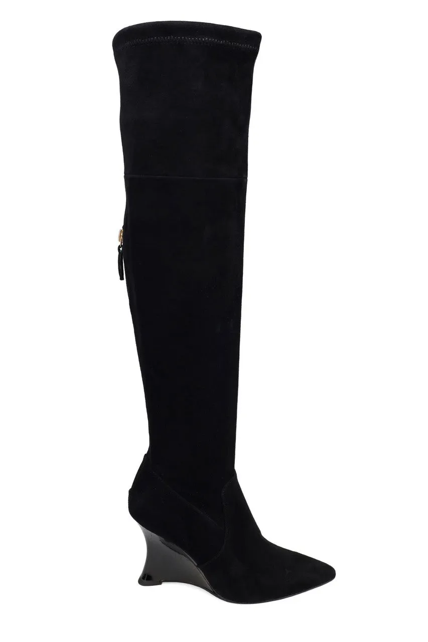 Natsu Stretch Suede Over the Knee Wedge Boot