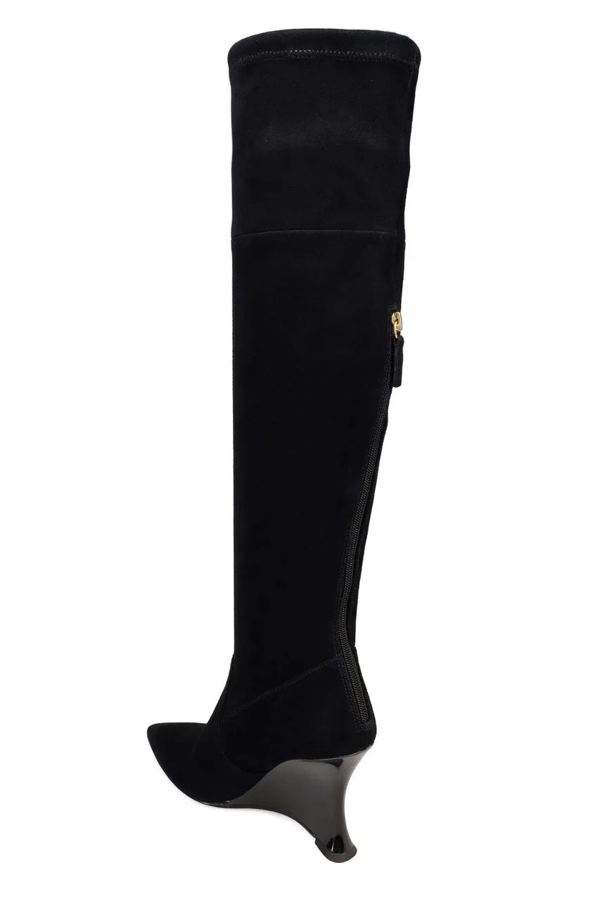 Natsu Stretch Suede Over the Knee Wedge Boot