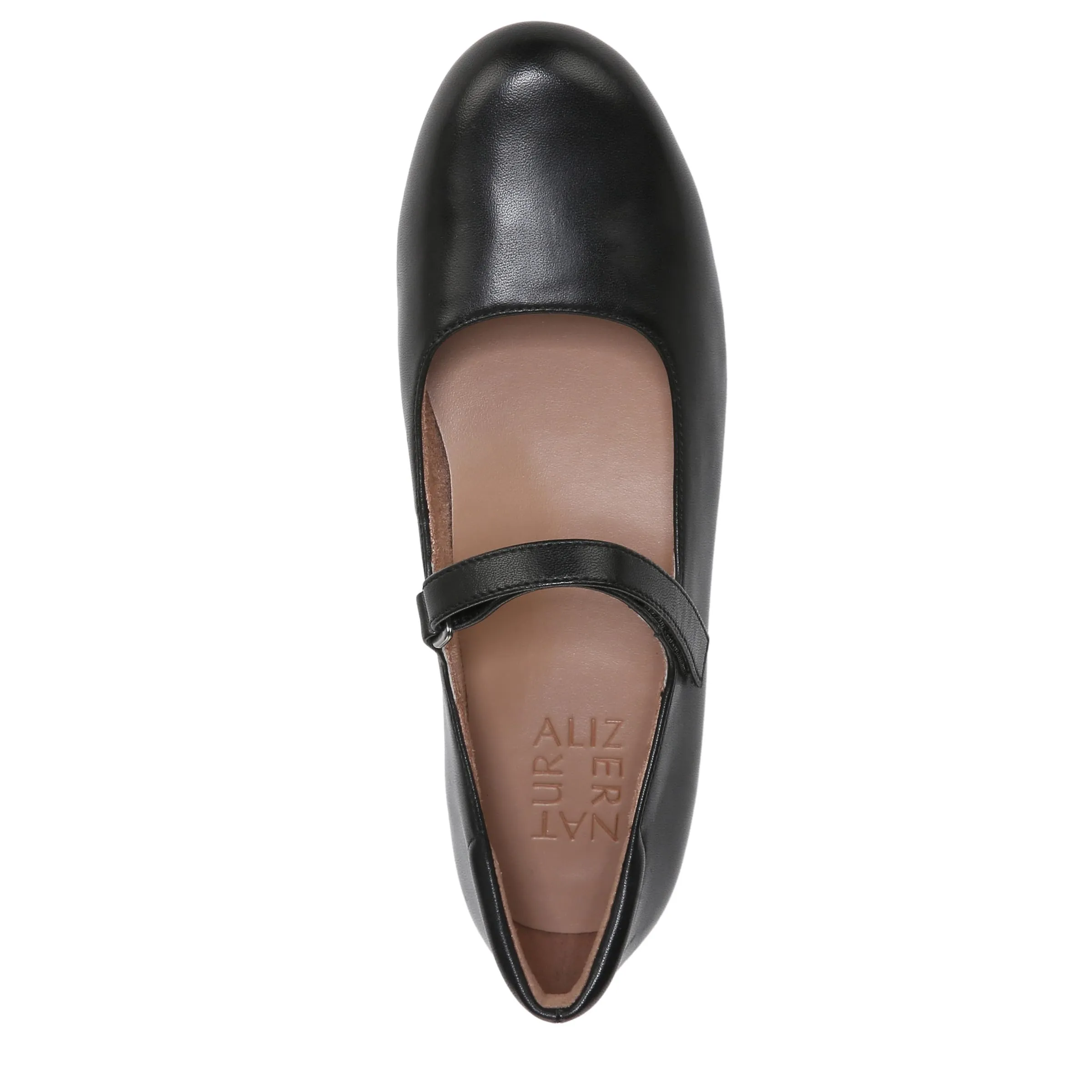 Naturalizer Women Maxwell-Mj Mary Jane Round Toe Ballet Flats, Black Leather, 8.5