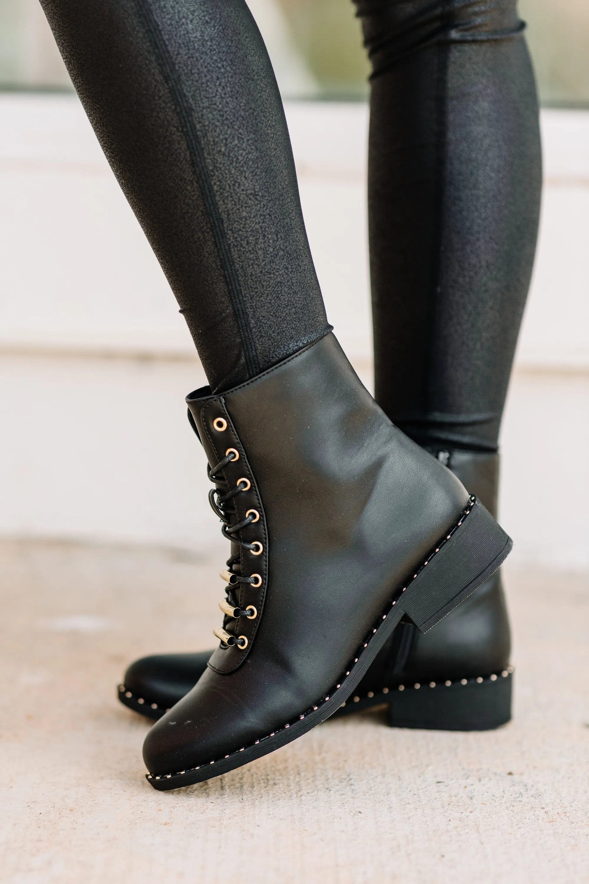 Never Say Never Black Combat Boots