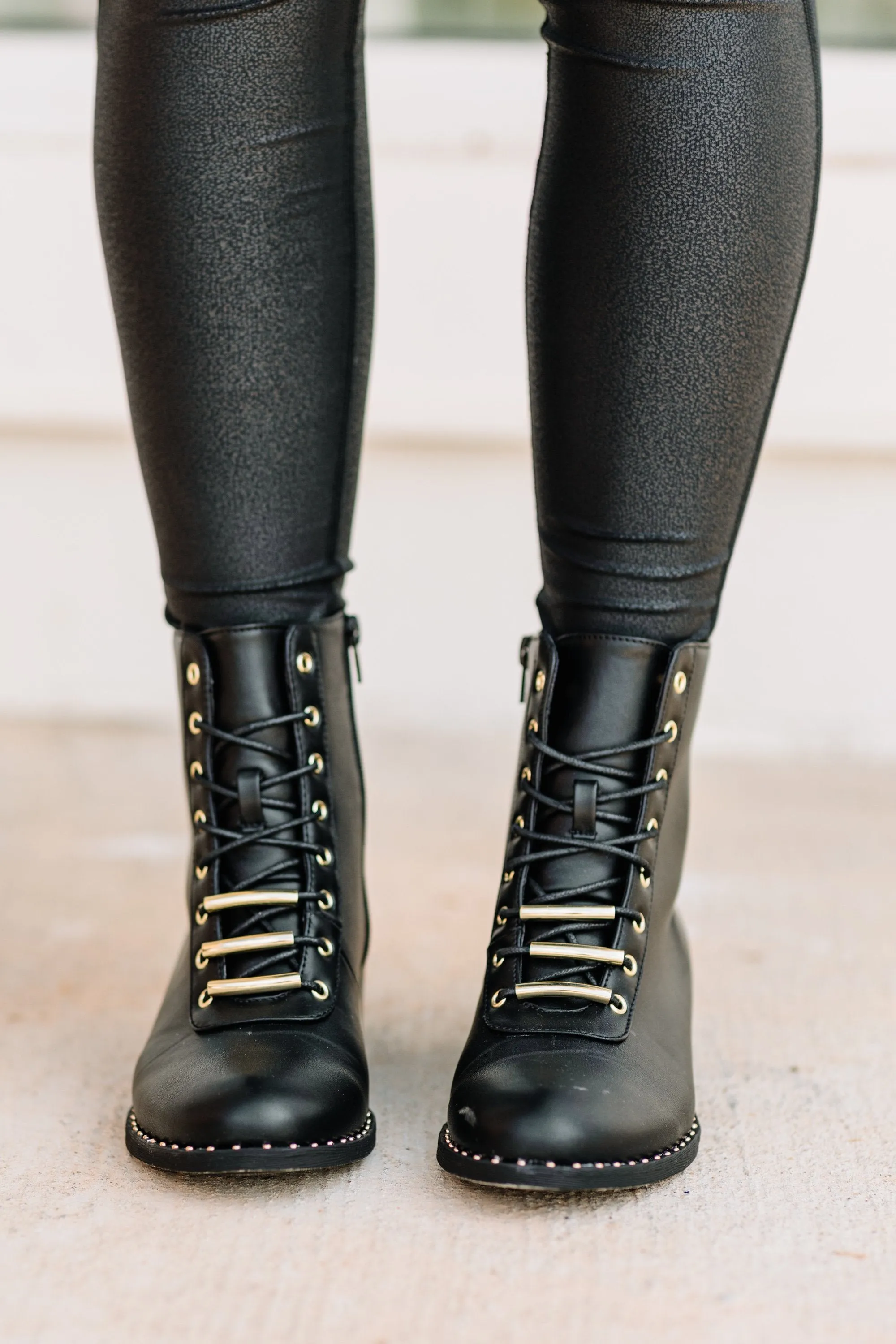 Never Say Never Black Combat Boots