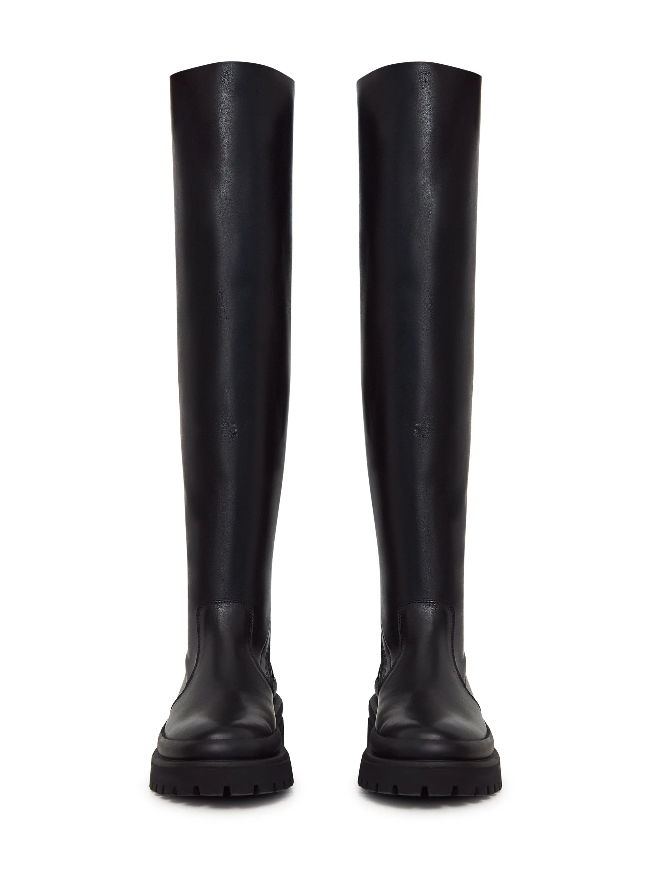 Over-The-Knee Leather Platform Boots