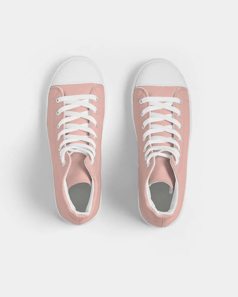 Pale Pastel Pink Red Men's High-top Canvas Sneakers | Men's | Bright Pale Pastel Pink Red | C0M30Y22K0