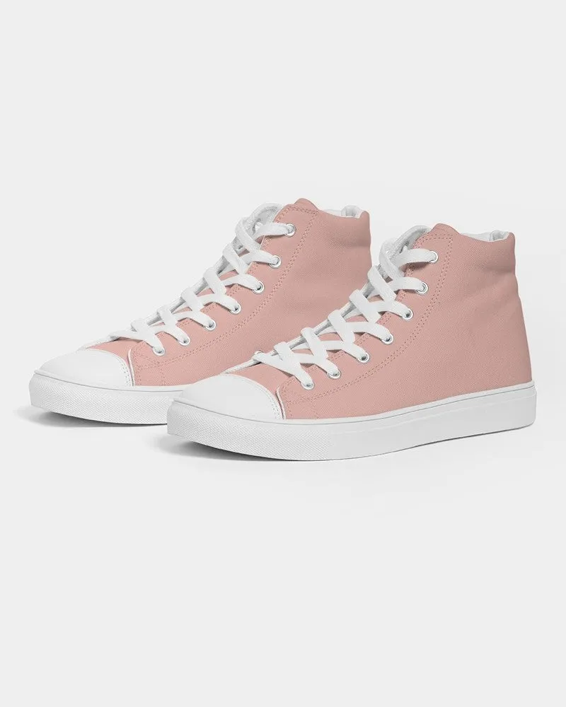 Pale Pastel Pink Red Men's High-top Canvas Sneakers | Men's | Bright Pale Pastel Pink Red | C0M30Y22K0